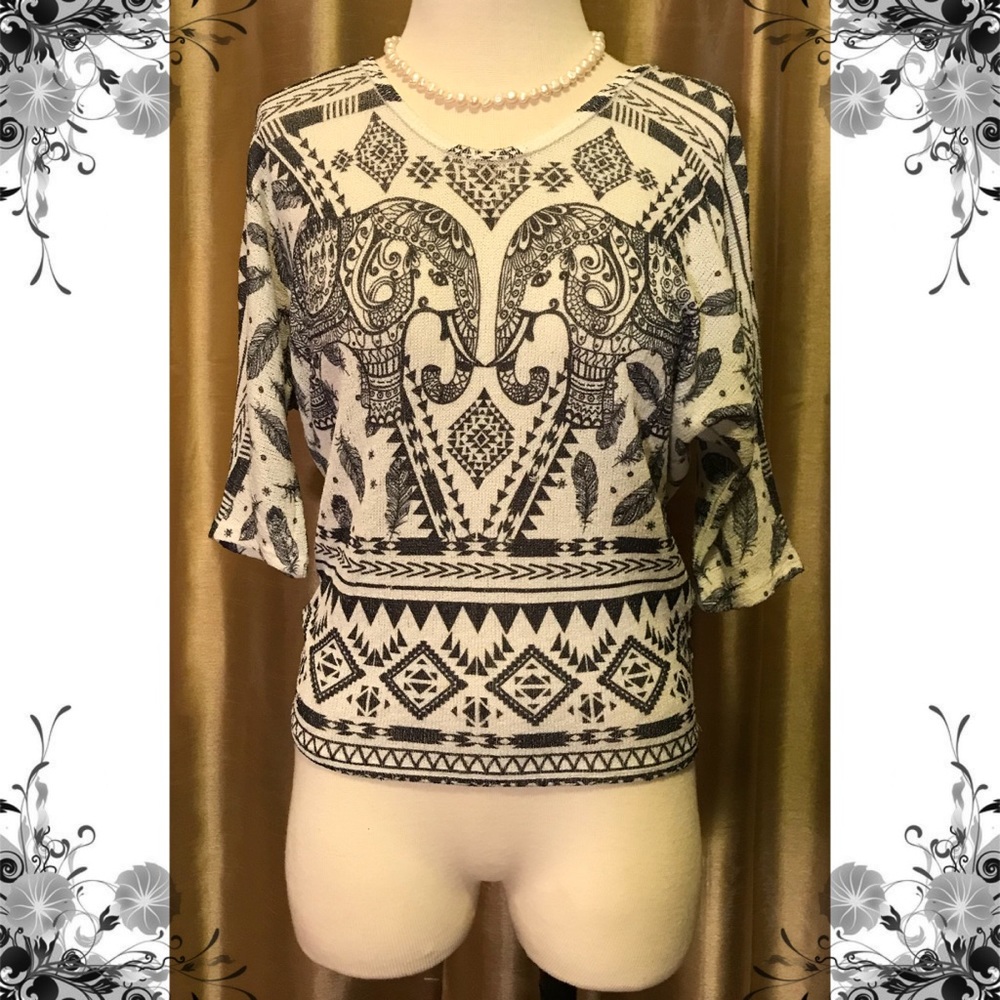 Gaze Top with Elephant Designs